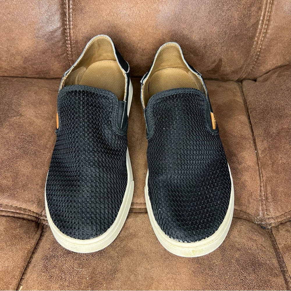 OLUKAI Pehuea Black Mesh Slip On Comfort Casual Sneakers Shoes Women’s Size 9